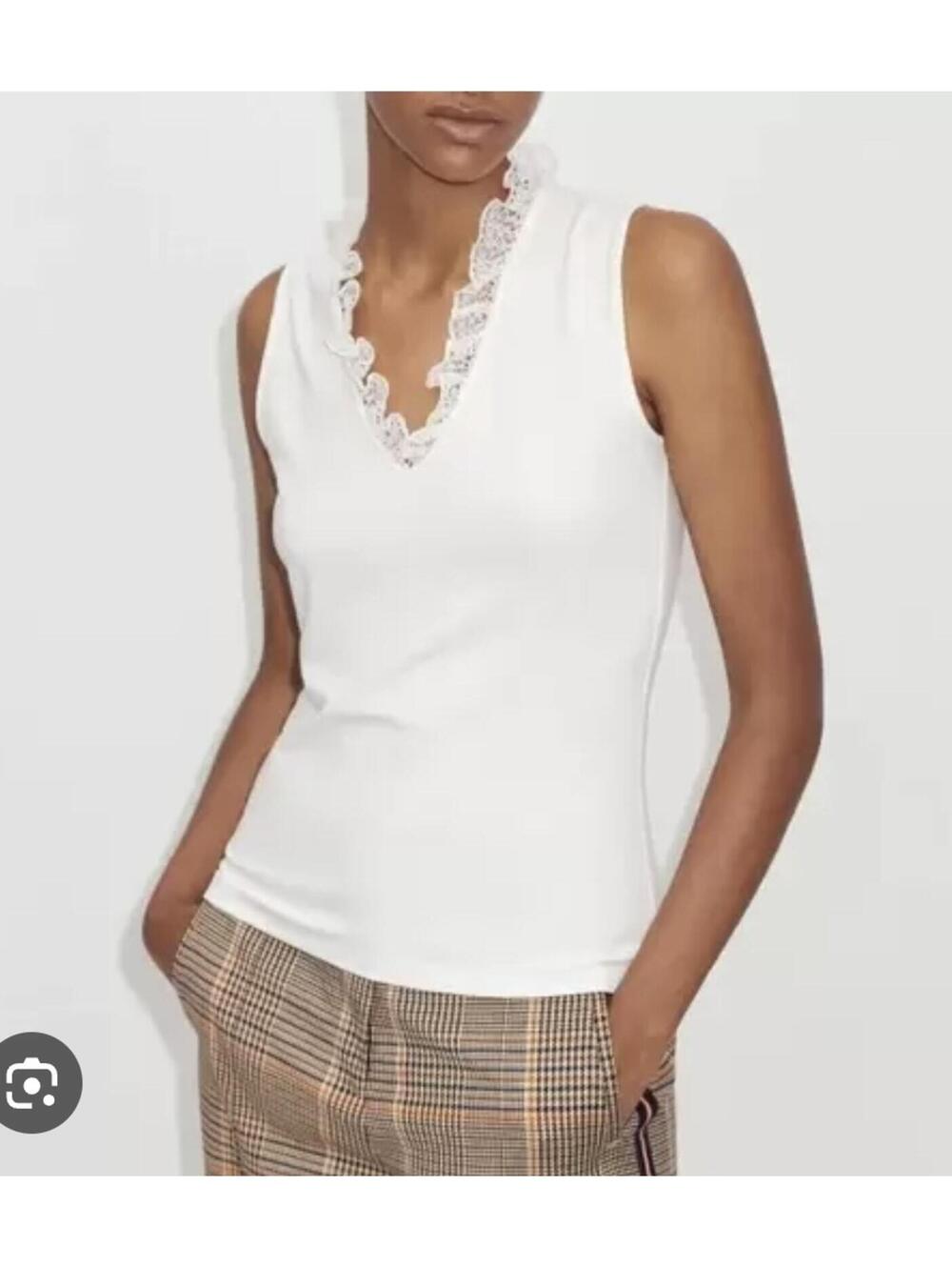 ME + EM Womens White Cotton Sleeveless Top Size 8